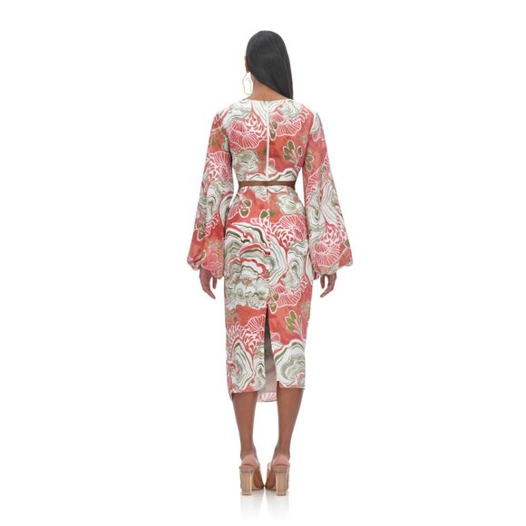 NWT Andrea Iyamah Behati Cropped Top & Wrap Midi Skirt Set Coral ‎ Size S - Picture 5 of 14